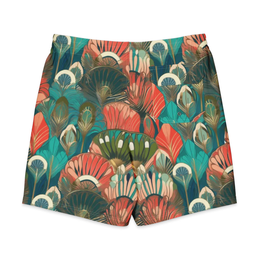 Tropical Deco on Men's Board Shorts — Back