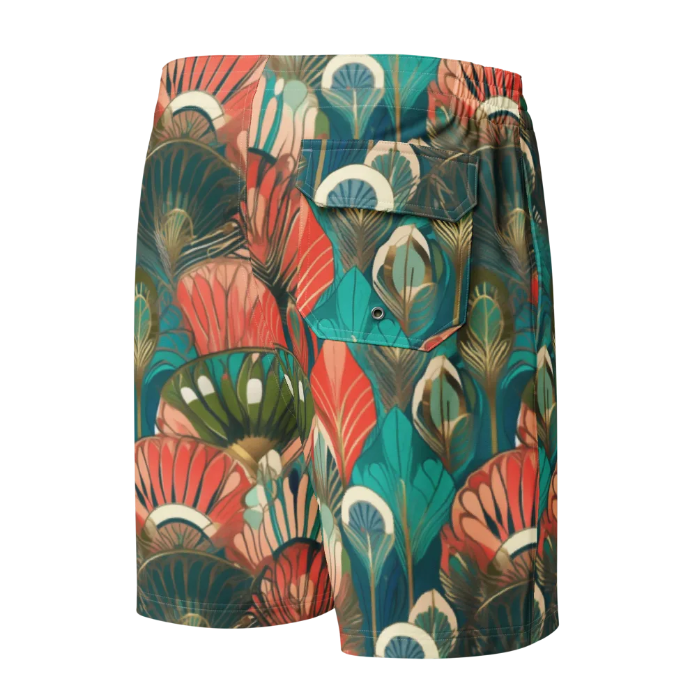 Tropical Deco on Men's Board Shorts — Back