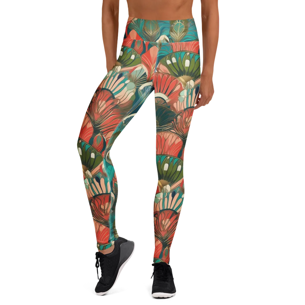 Tropical Deco on Yoga Leggings — Front