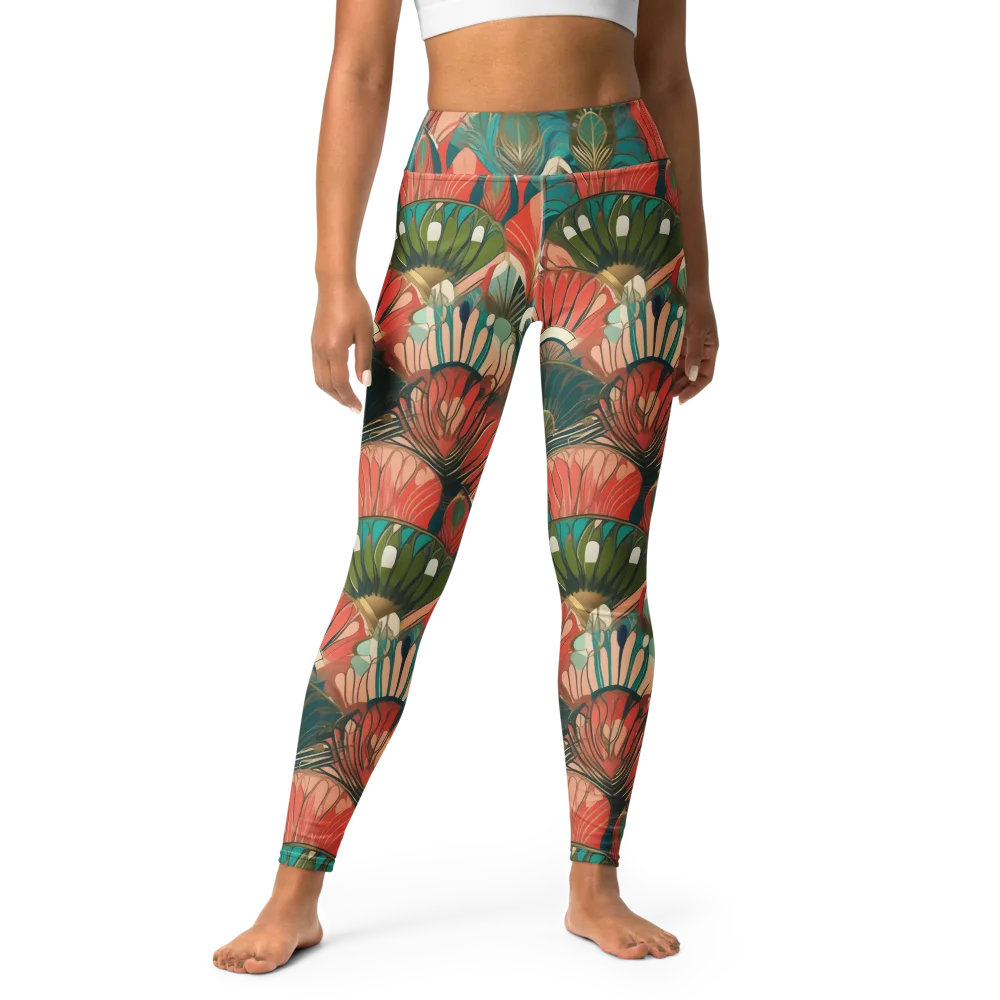 Tropical Deco on Yoga Leggings — Front
