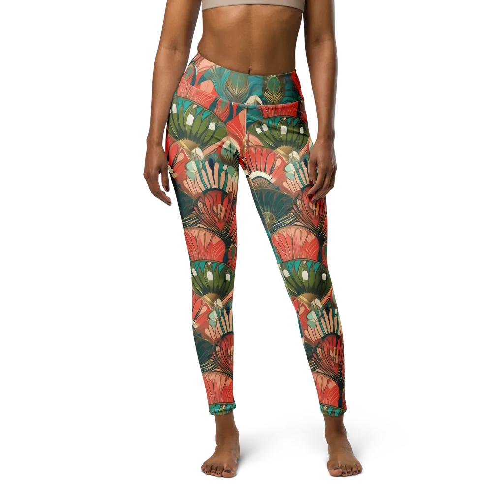 Tropical Deco on Yoga Leggings — Front