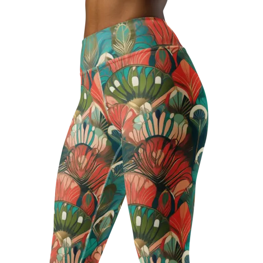 Tropical Deco on a Yoga Leggings