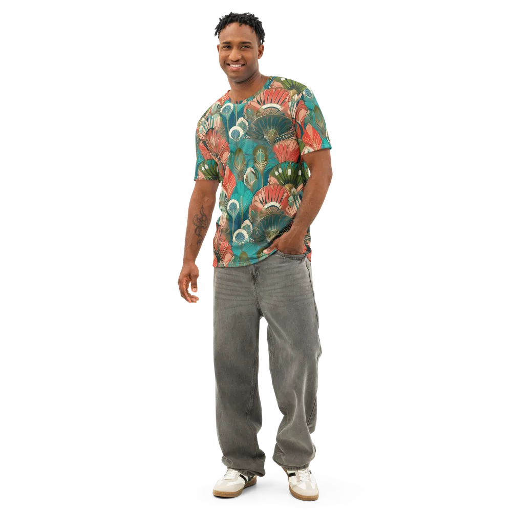 Tropical Deco on Men's Cotton Crew Neck T-Shirt — Front