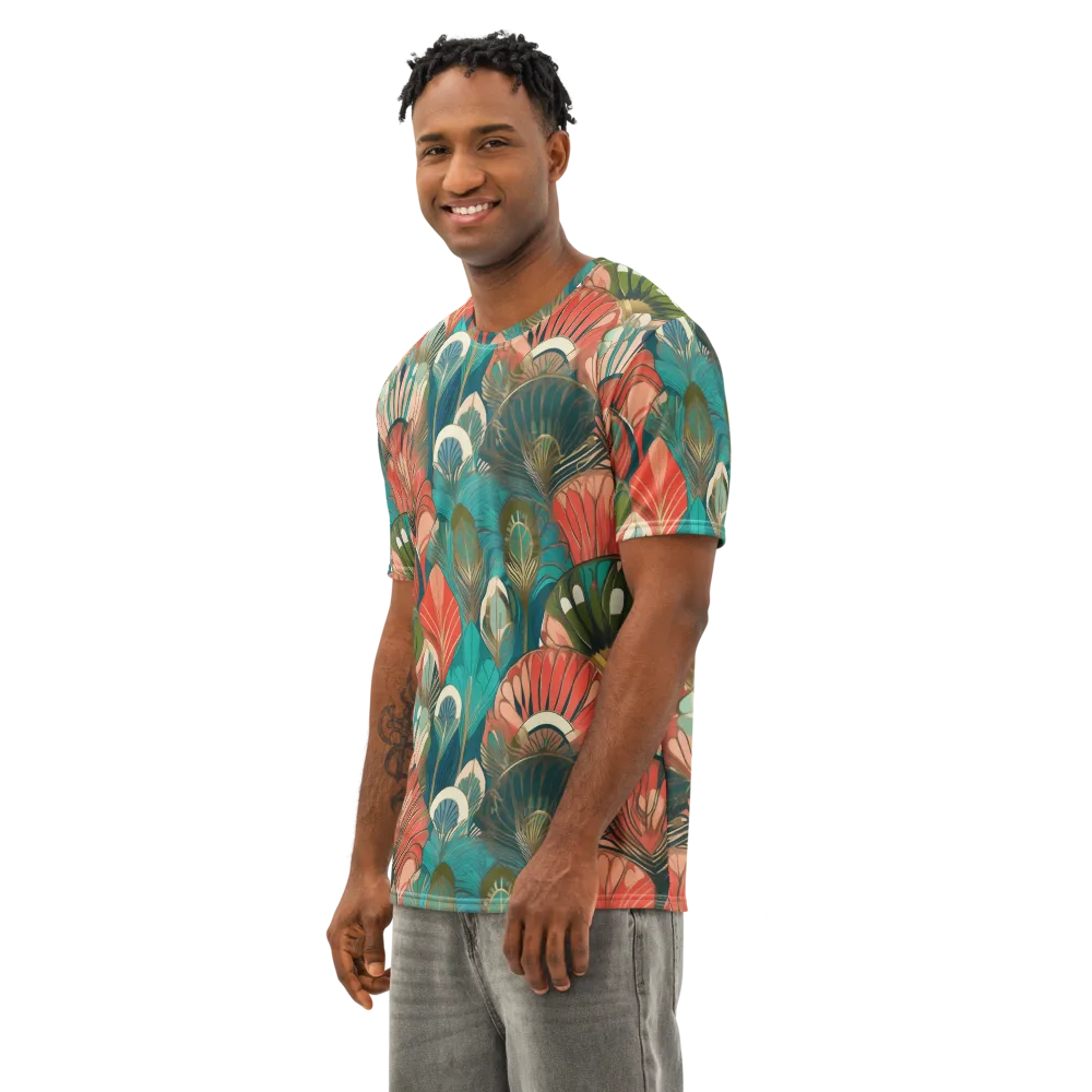 Tropical Deco on Men's Cotton Crew Neck T-Shirt — Left Front