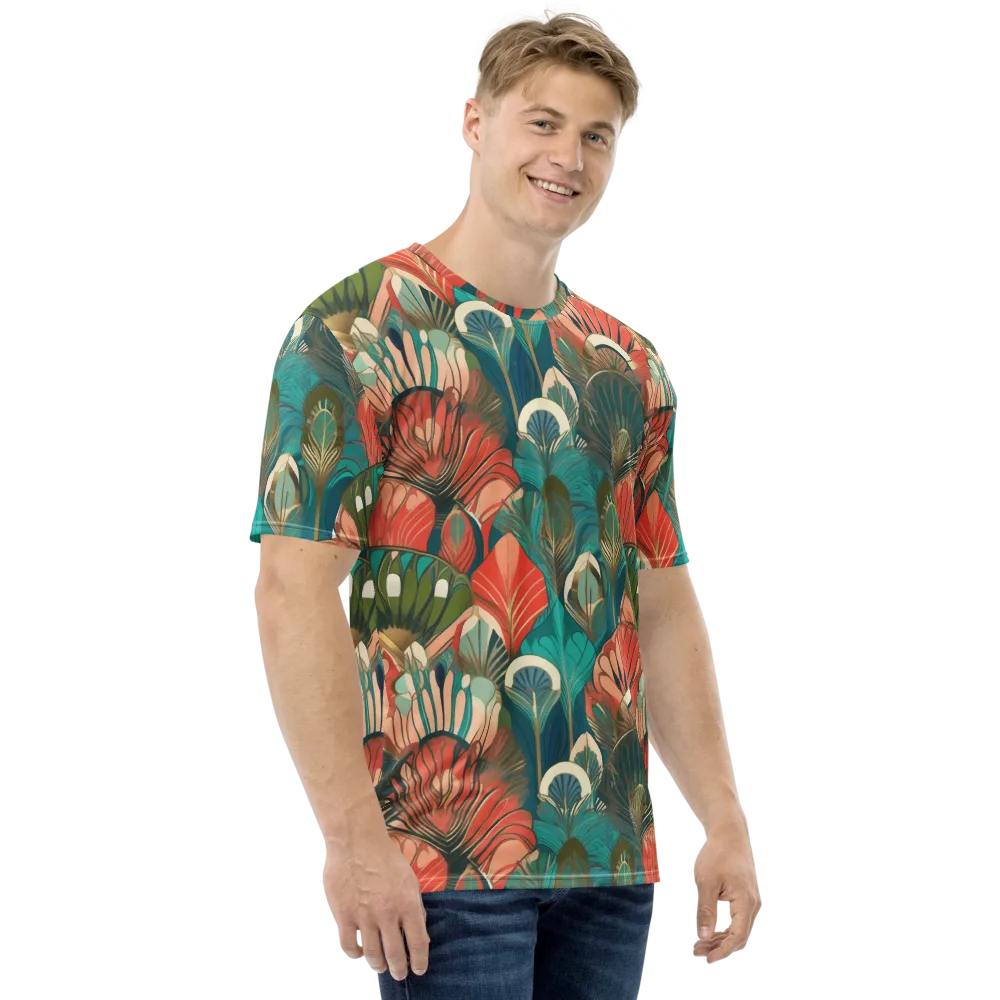 Tropical Deco on Men's Crew Neck T-Shirt — Right