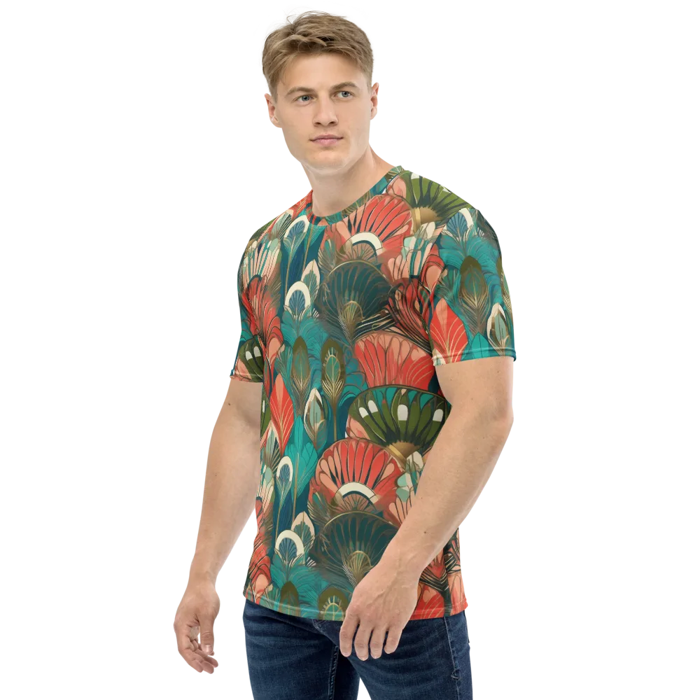 Tropical Deco on Men's Crew Neck T-Shirt — Left