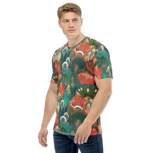 Tropical Deco on a Men's Crew Neck T-Shirt