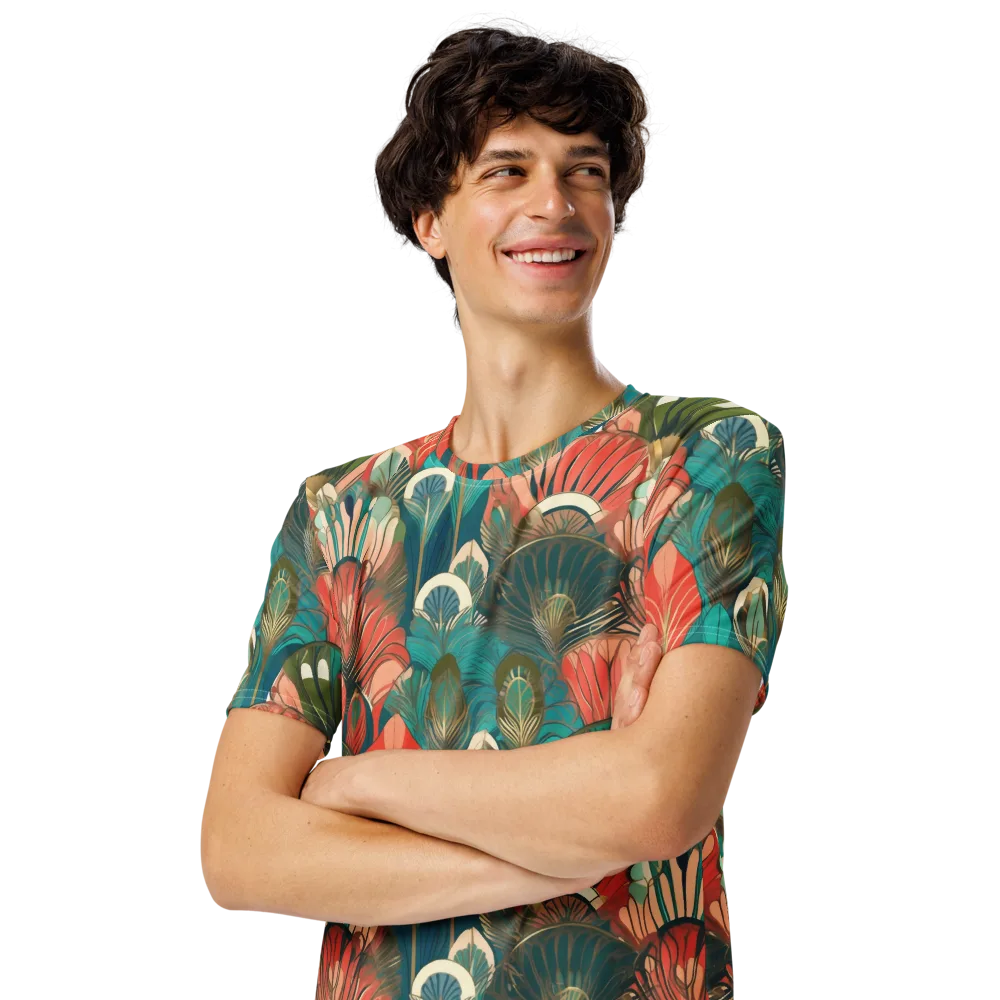 Tropical Deco on Men's Crew Neck T-Shirt — Left Front