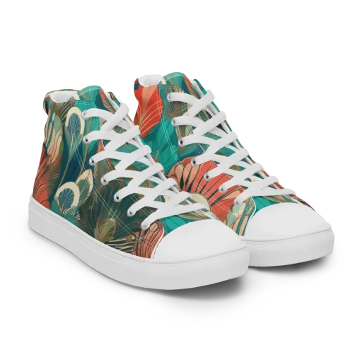 Tropical Deco on a Men's High Top Canvas Shoes