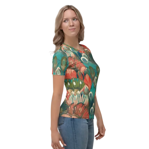 Tropical Deco on a Women's Crew Neck T-Shirt