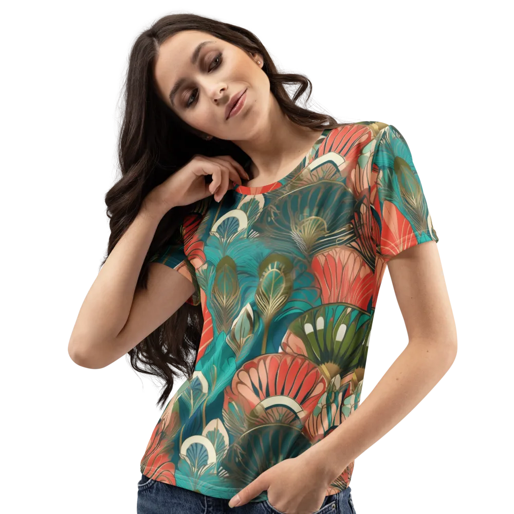 Tropical Deco on Women's Crew Neck T-Shirt — Left Front