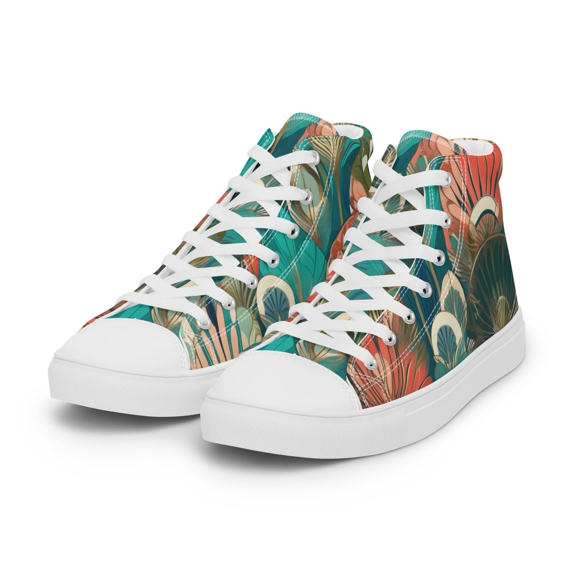 Tropical Deco on Women's High Top Canvas Shoes — Left Front