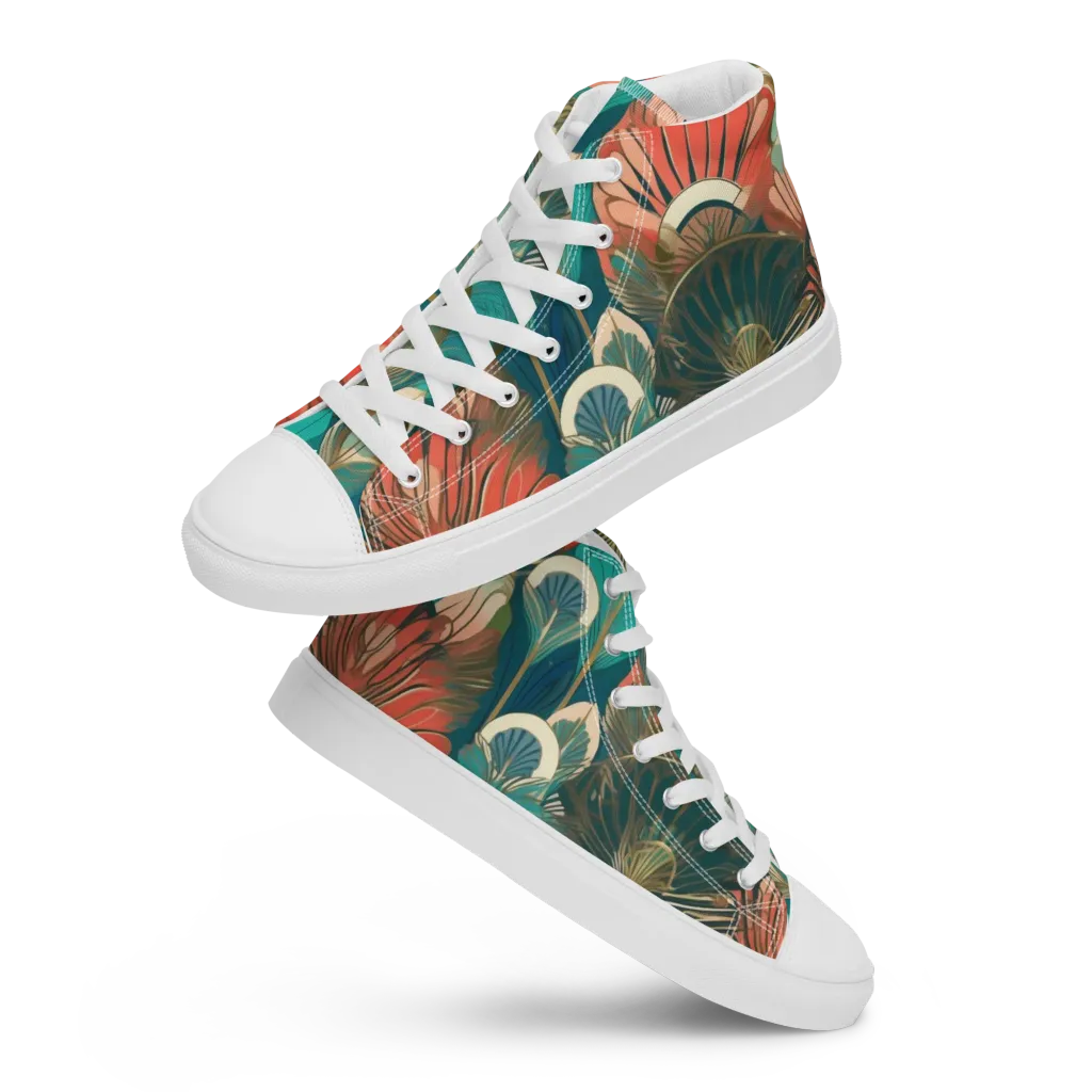 Tropical Deco on Women's High Top Canvas Shoes — Front