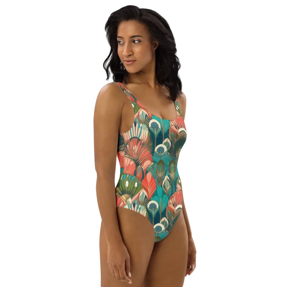 Tropical Deco on One-Piece Swimsuit — Right