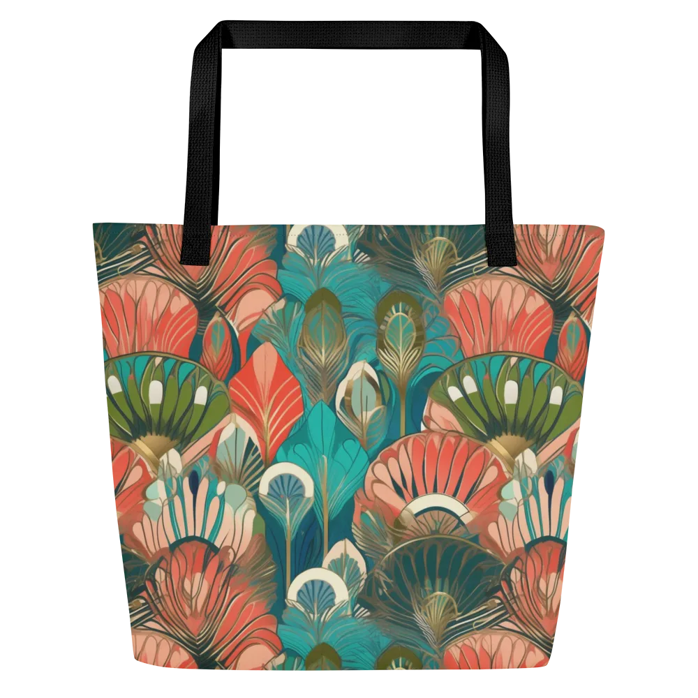 Tropical Deco on Large Tote Bag W/ Pocket — Front