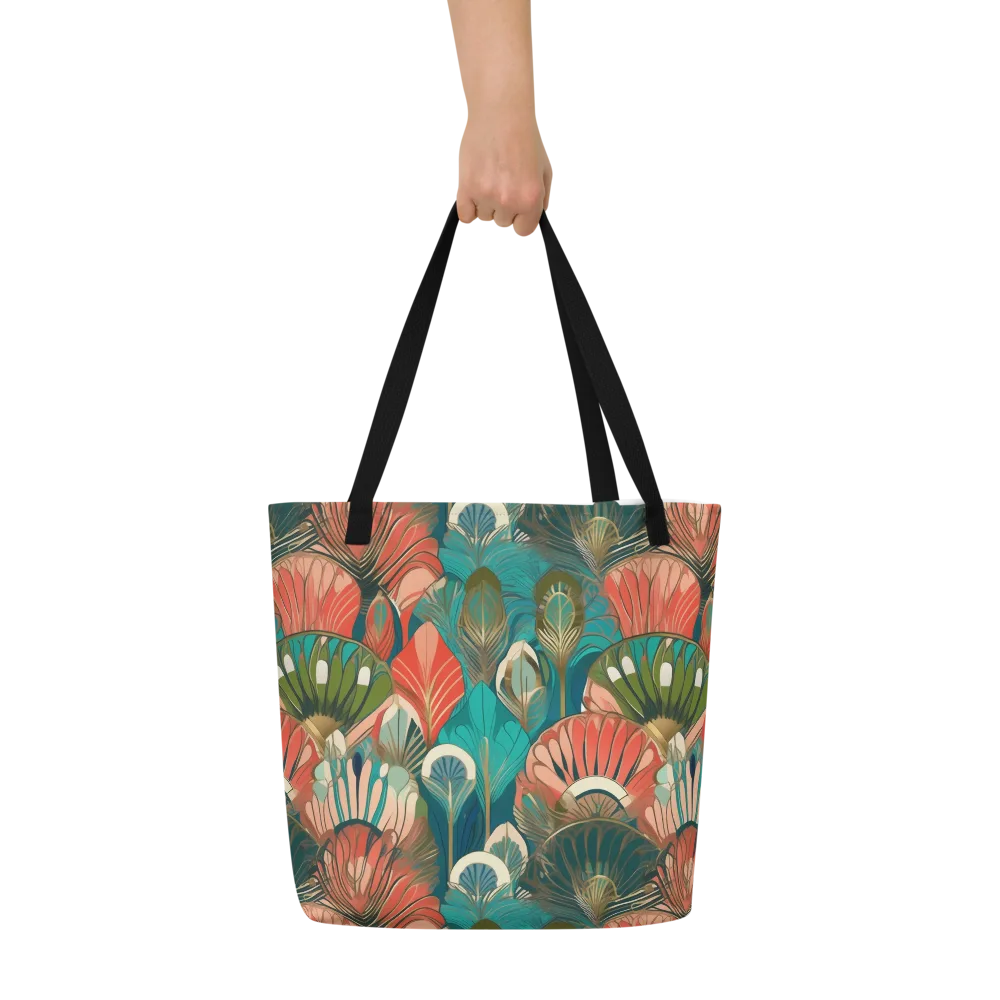 Tropical Deco on Large Tote Bag W/ Pocket — Front