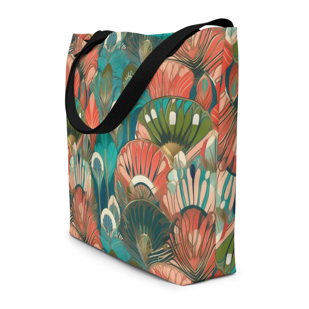 Tropical Deco on Large Tote Bag W/ Pocket — Front