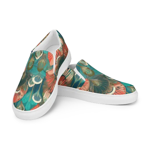 Tropical Deco on a Women's Slip-On Canvas Shoes