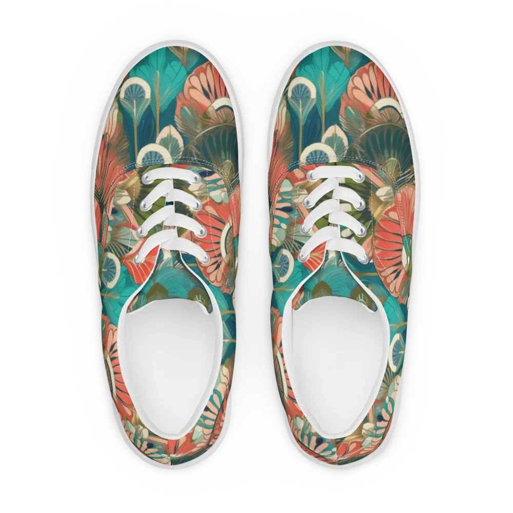 Tropical Deco on Men's Lace-Up Canvas Shoes — Front
