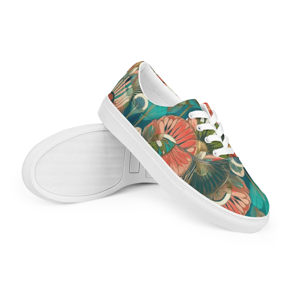 Tropical Deco on Men's Lace-Up Canvas Shoes — Right Front
