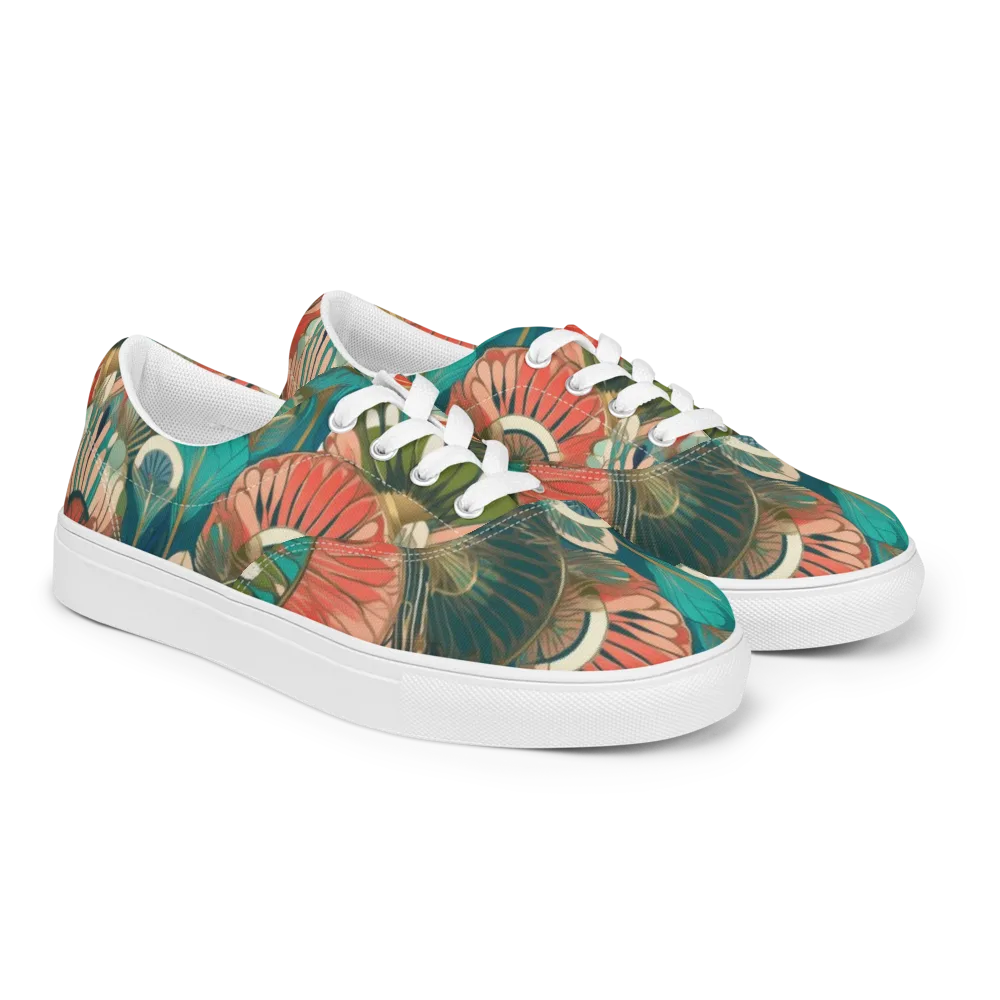 Tropical Deco on Men's Lace-Up Canvas Shoes — Right Front