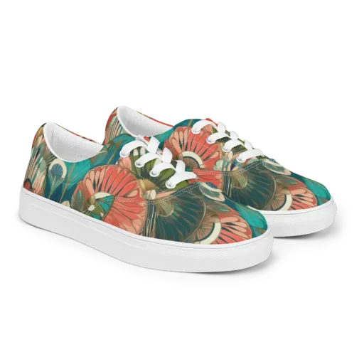 Tropical Deco on a Men's Lace-Up Canvas Shoes