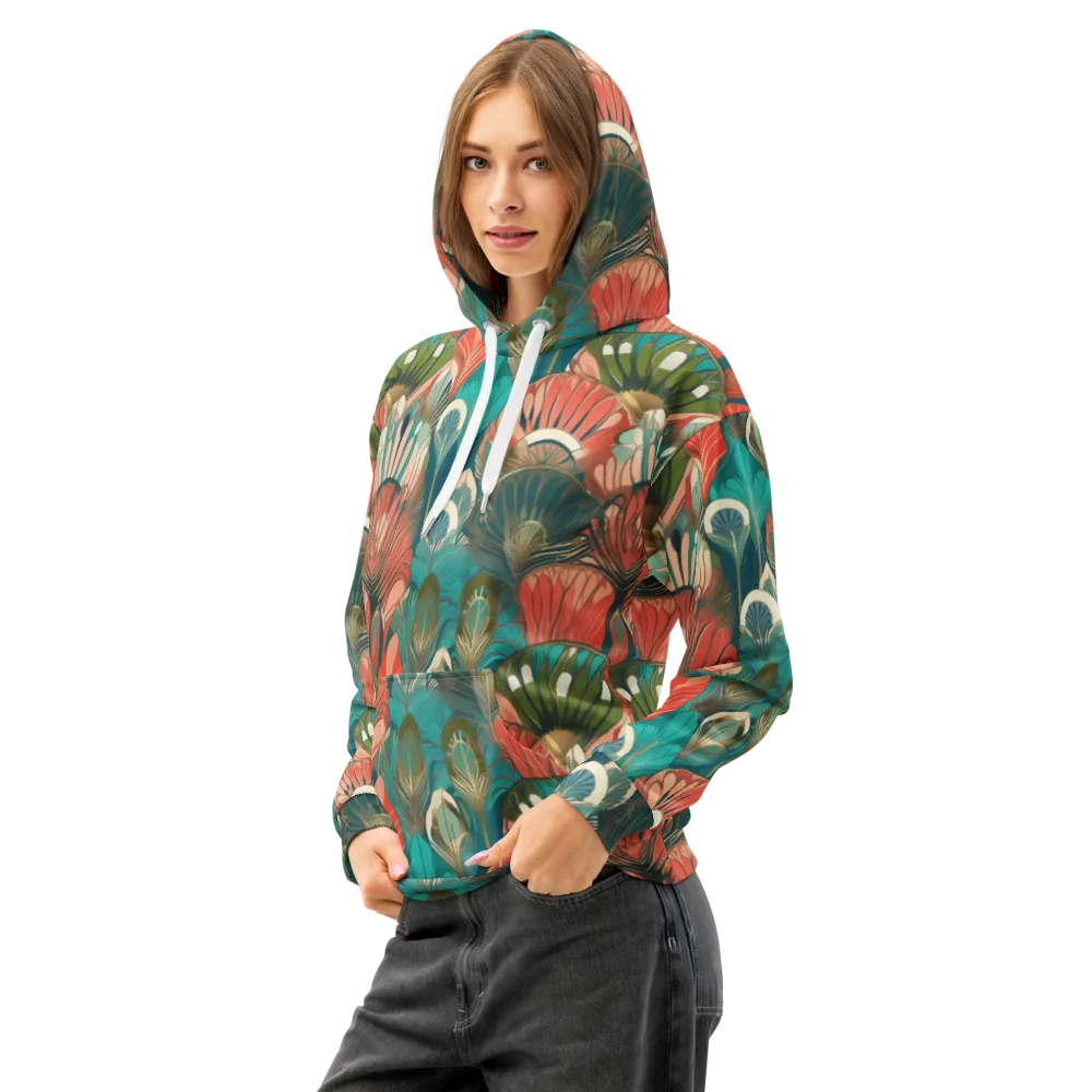Tropical Deco on Cotton Hoodie — Left Front