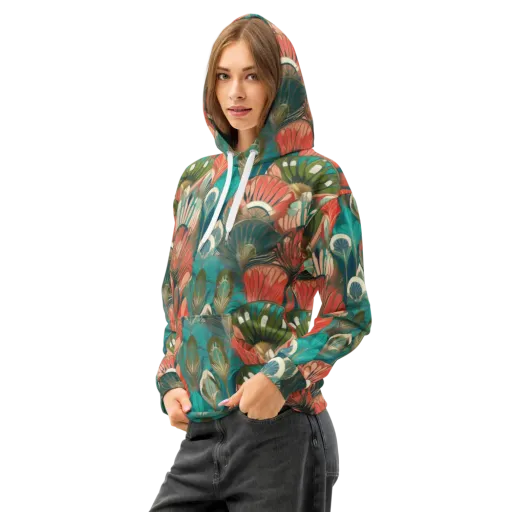 Tropical Deco on a Cotton Hoodie