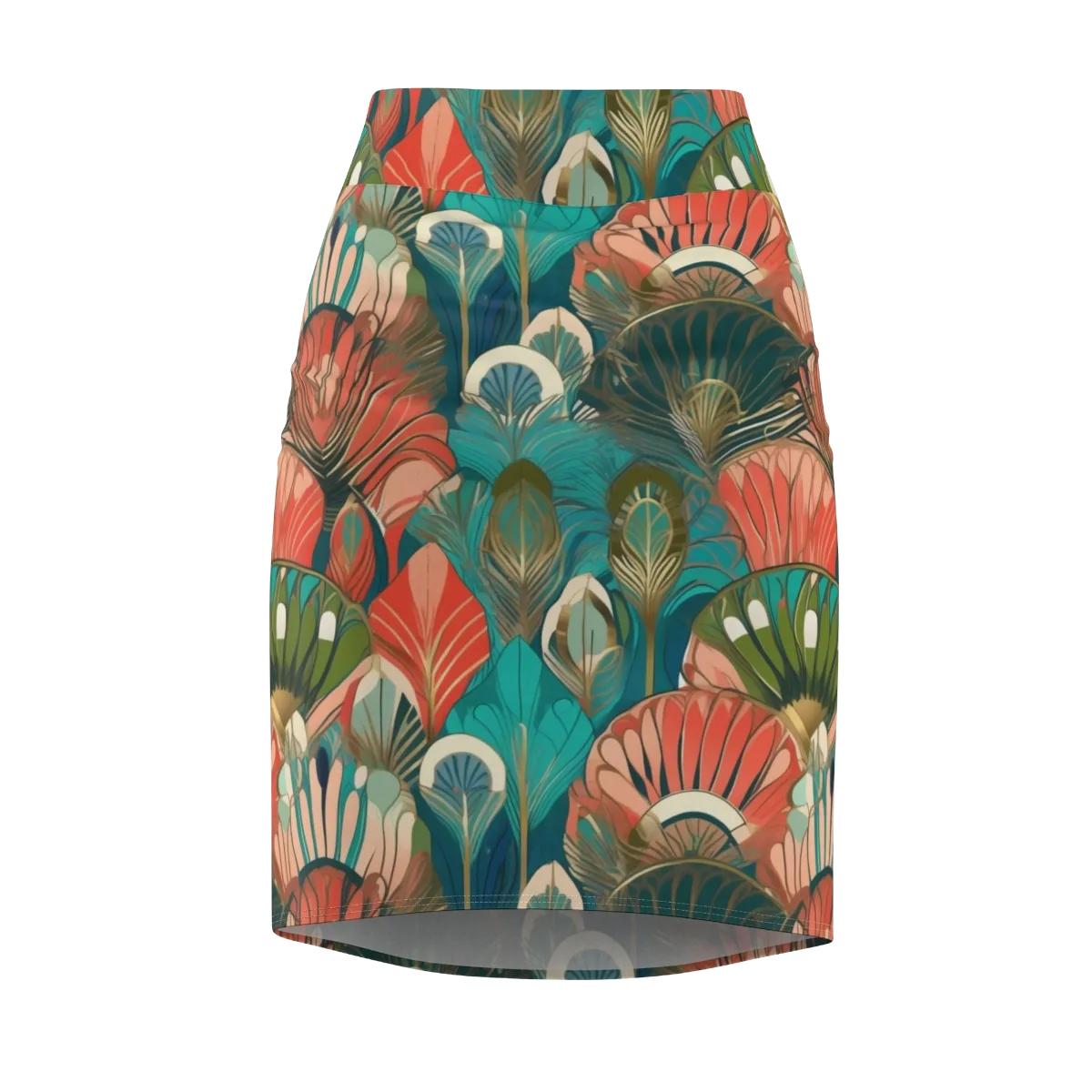 Tropical Deco on Pencil Skirt — Front