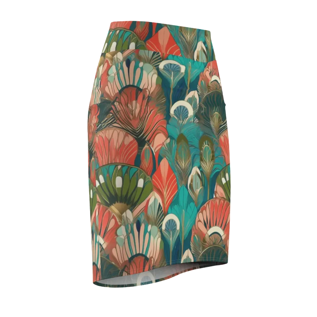 Tropical Deco on Pencil Skirt — Front Side