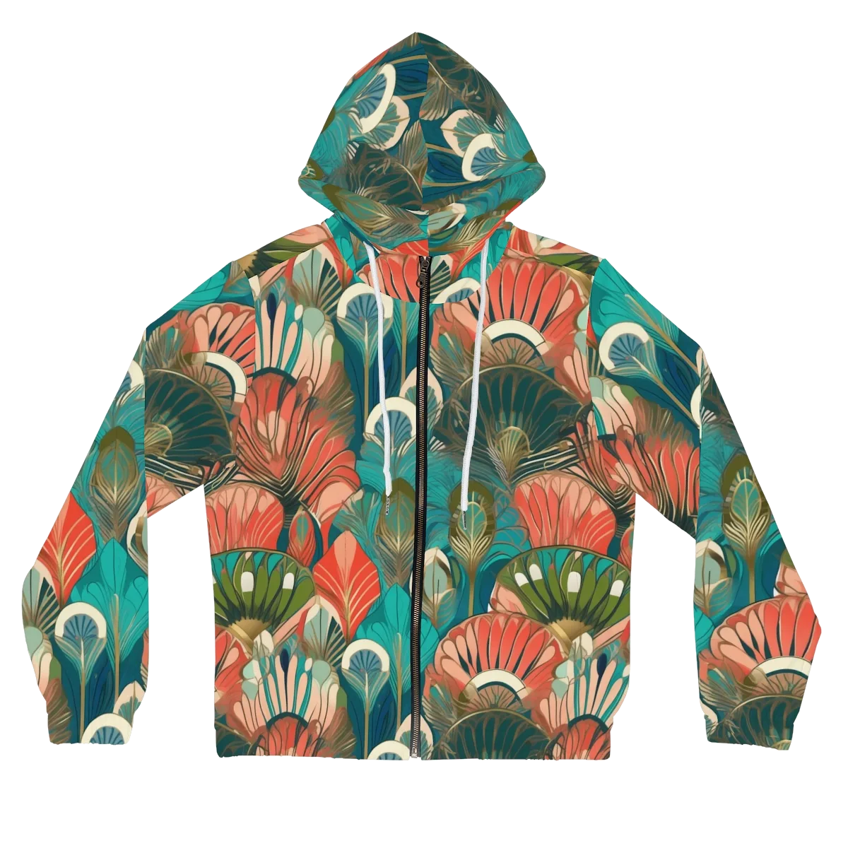Tropical Deco on Women's Full-Zip Hoodie — Front