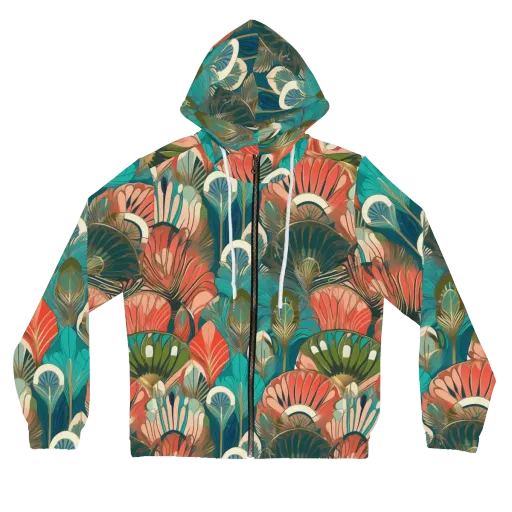 Tropical Deco on a Women's Full-Zip Hoodie