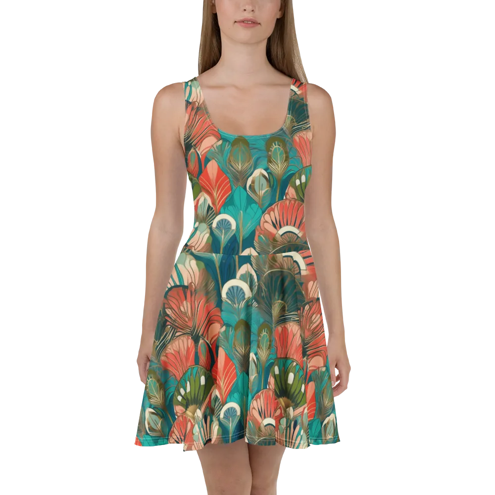 Tropical Deco on Skater Dress — Front