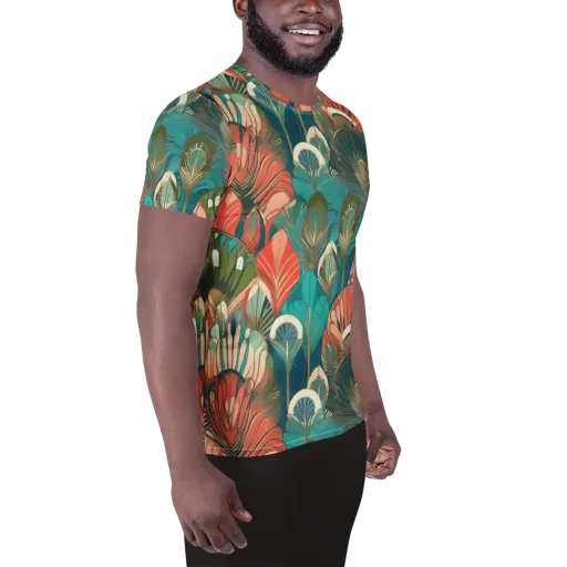 Tropical Deco on a Men's Athletic T-Shirt