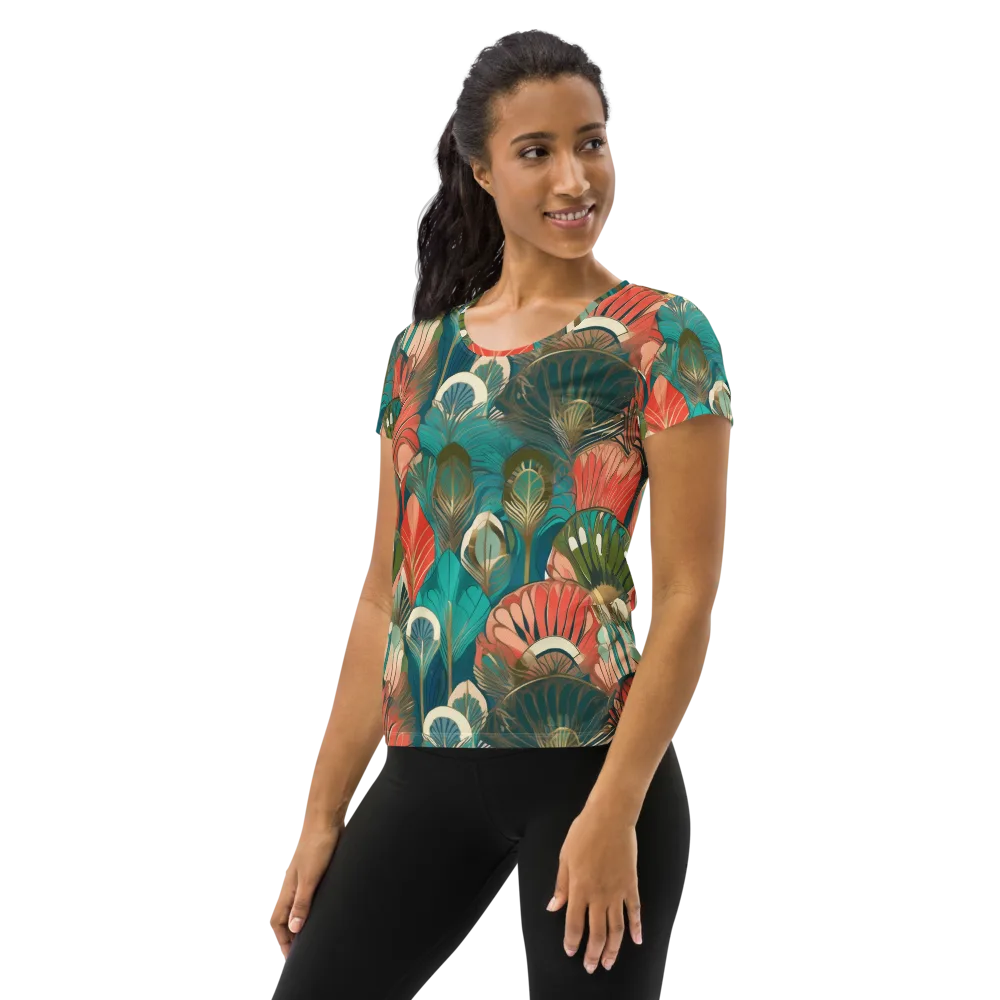 Tropical Deco on Women's Athletic T-Shirt — Left
