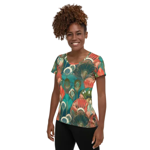 Tropical Deco on a Women's Athletic T-Shirt