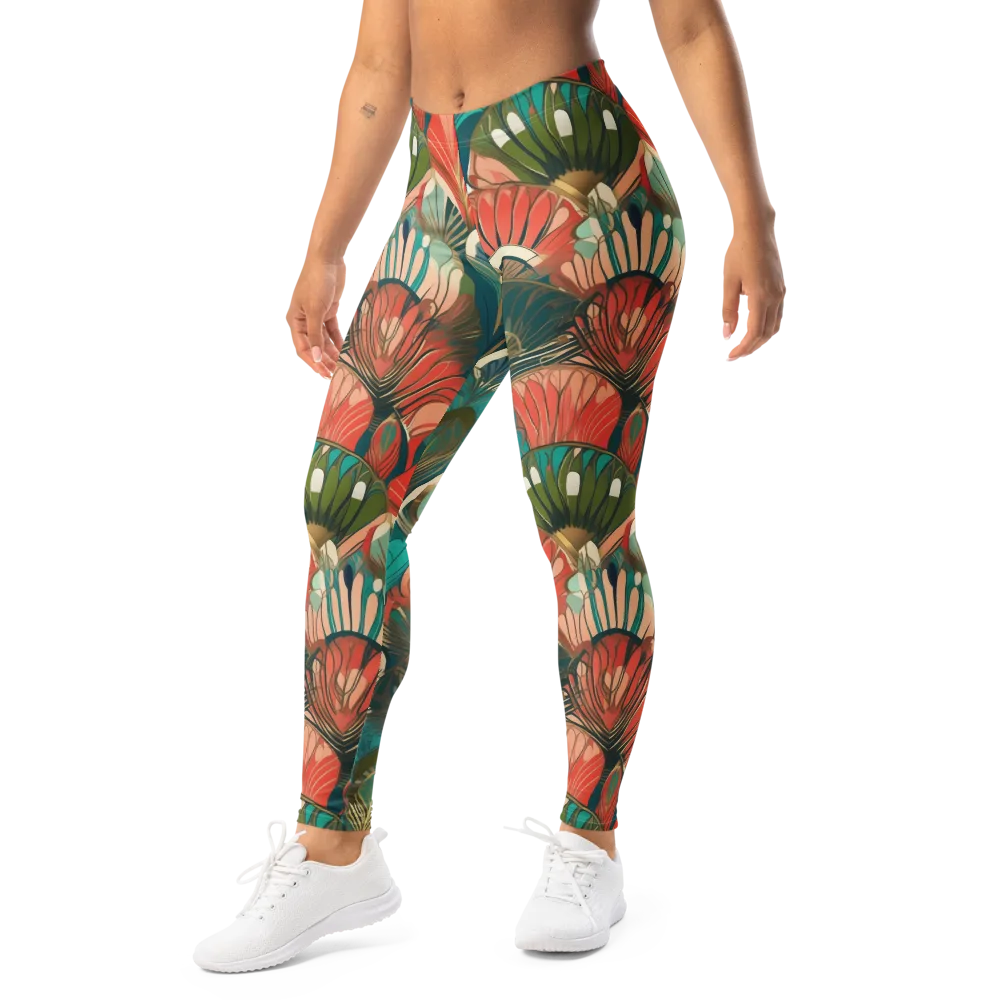 Tropical Deco on Leggings — Left Front