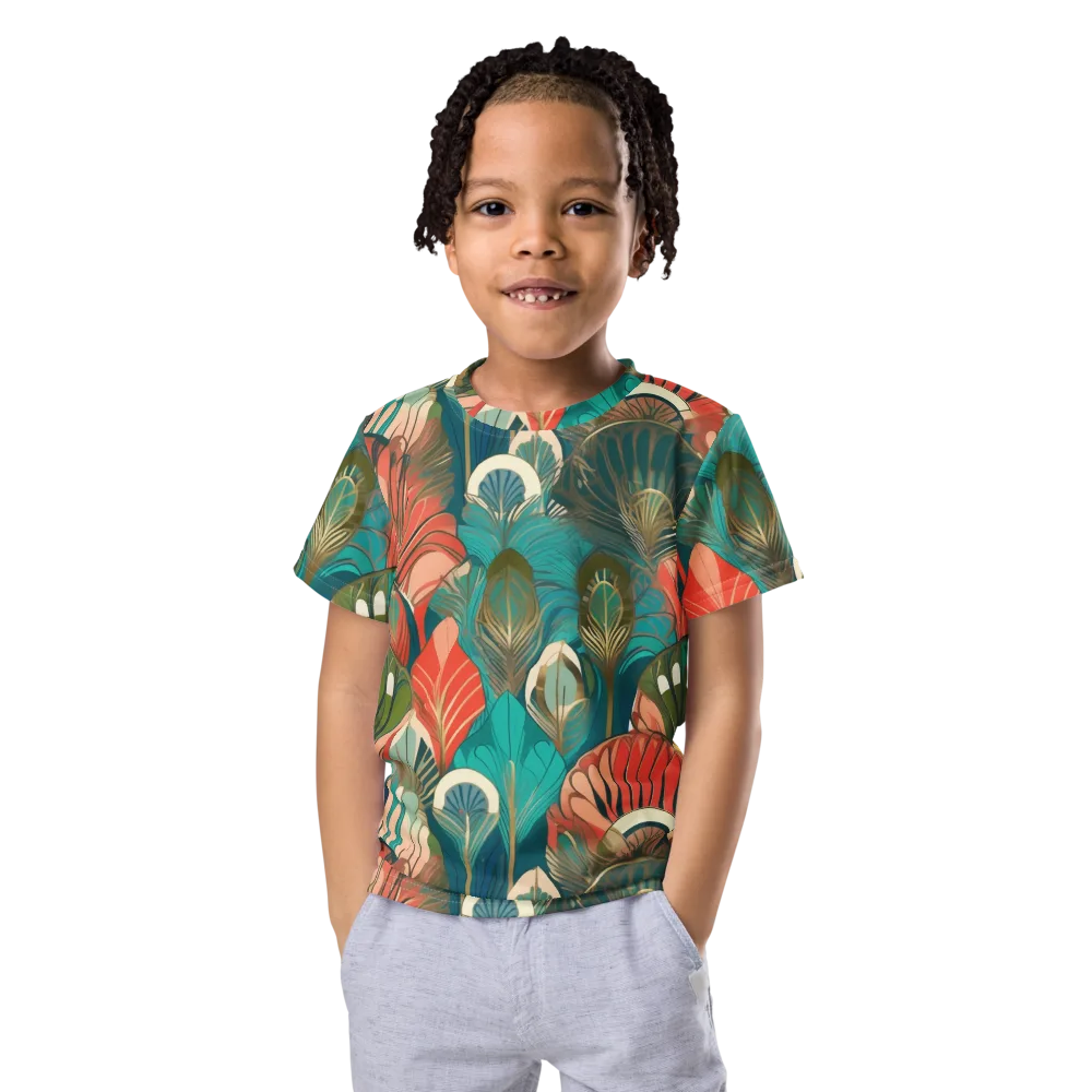 Tropical Deco on Kids Crew Neck T-Shirt — Front