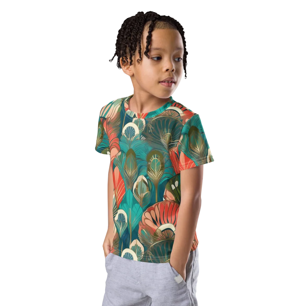 Tropical Deco on Kids Crew Neck T-Shirt — Left Front