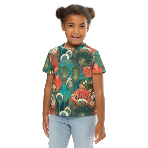 Tropical Deco on a Kids Crew Neck T-Shirt