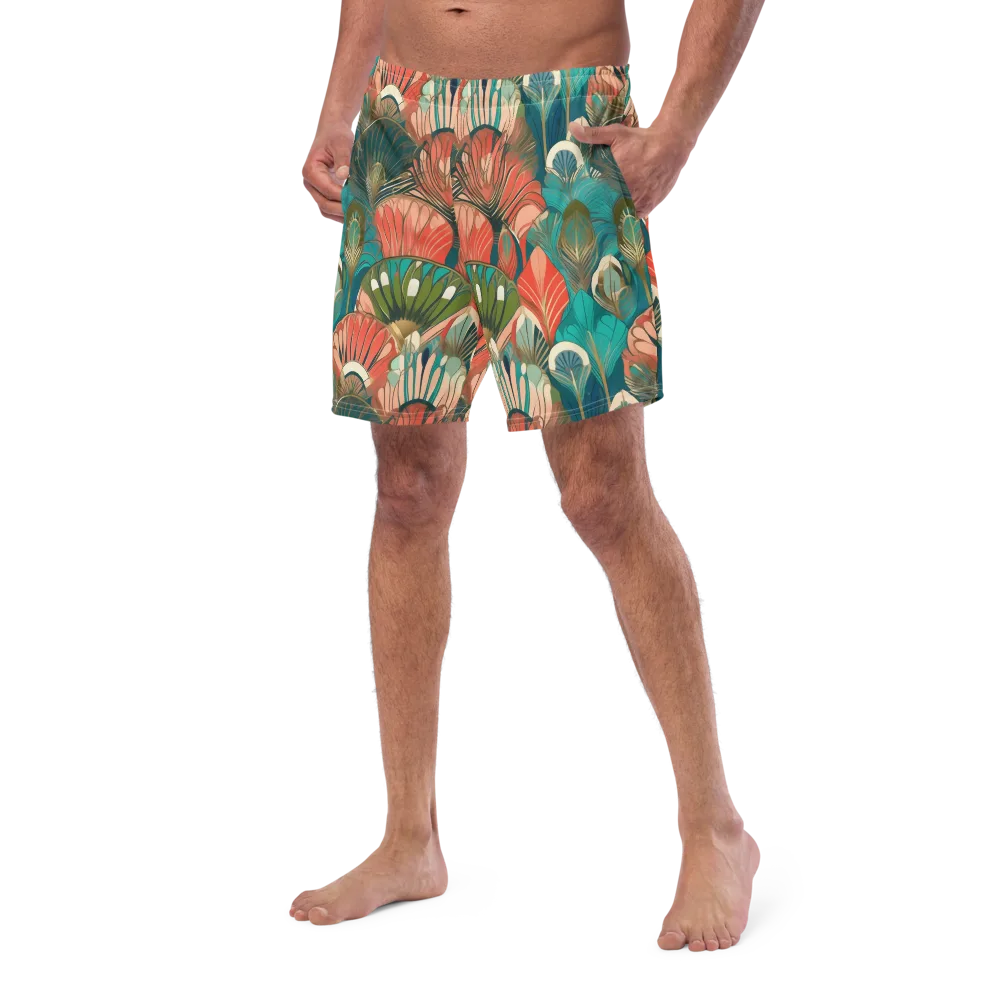 Tropical Deco on Swim Trunks — Left Front