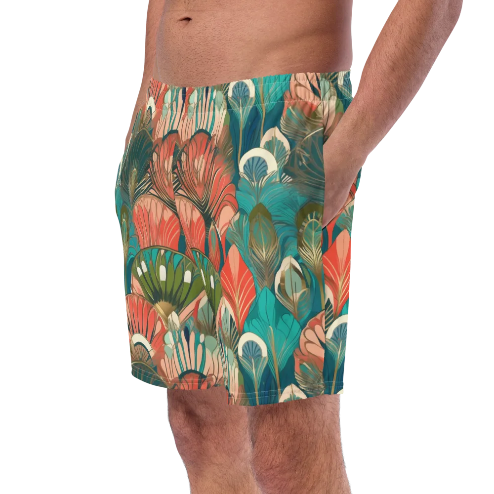 Tropical Deco on Swim Trunks — Left Front