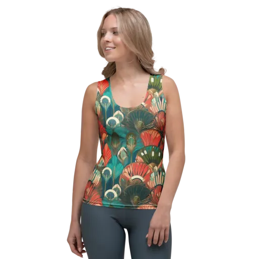 Tropical Deco on a Women's Tank Top