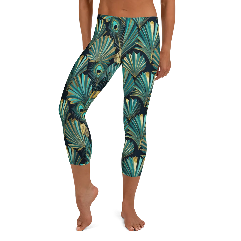 Art Deco Flight on Capri Leggings — Front