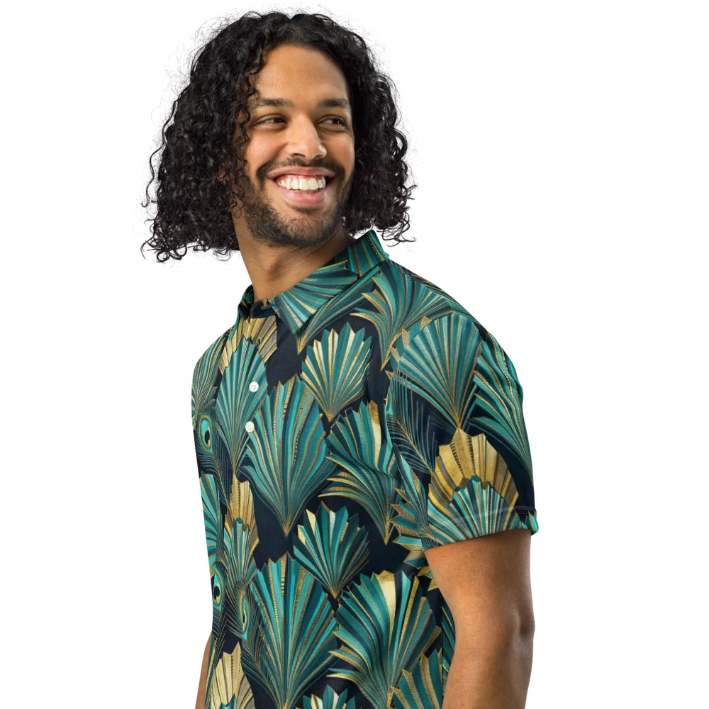 Art Deco Flight on Men's Slim Fit Polo Shirt — Left Front