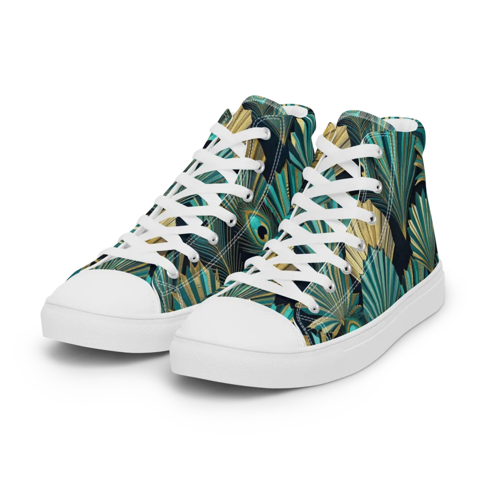 Art Deco Flight on Women's High Top Canvas Shoes — Left Front