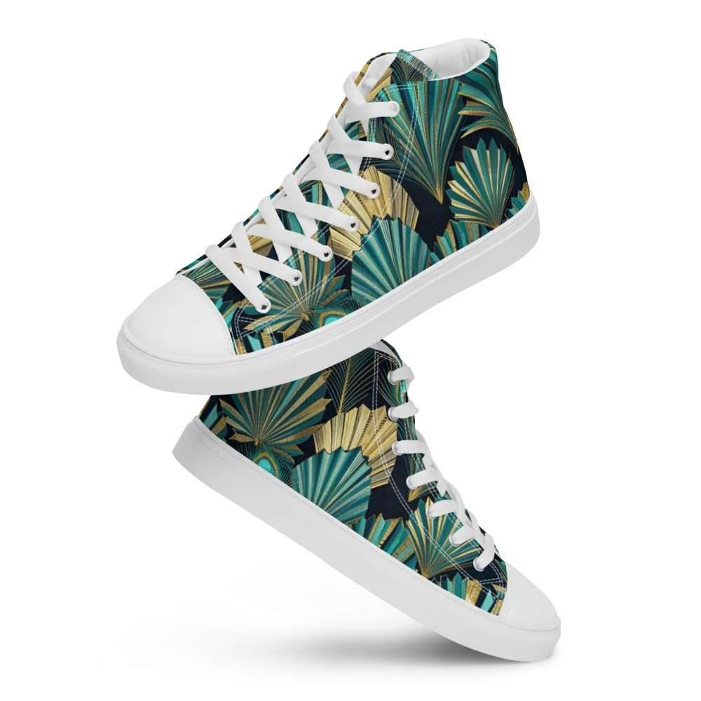 Art Deco Flight on Women's High Top Canvas Shoes — Front