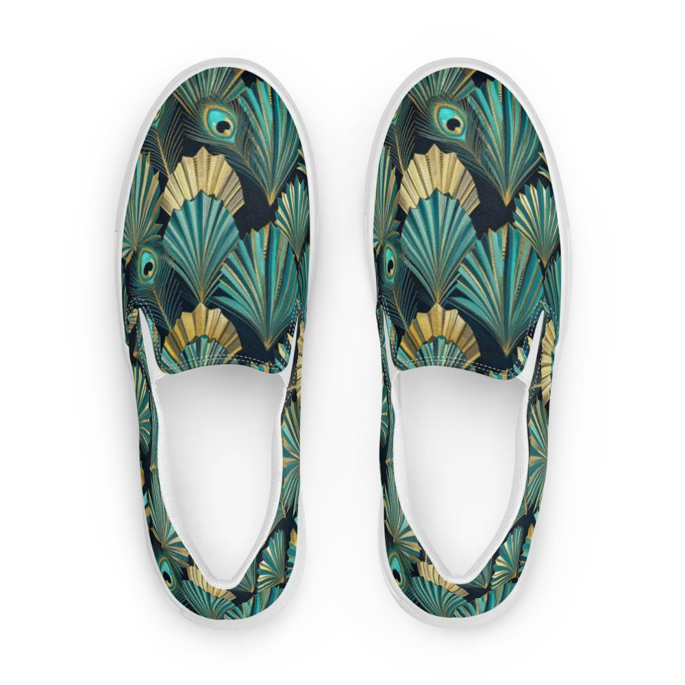 Art Deco Flight on Men's Slip-On Canvas Shoes — Front