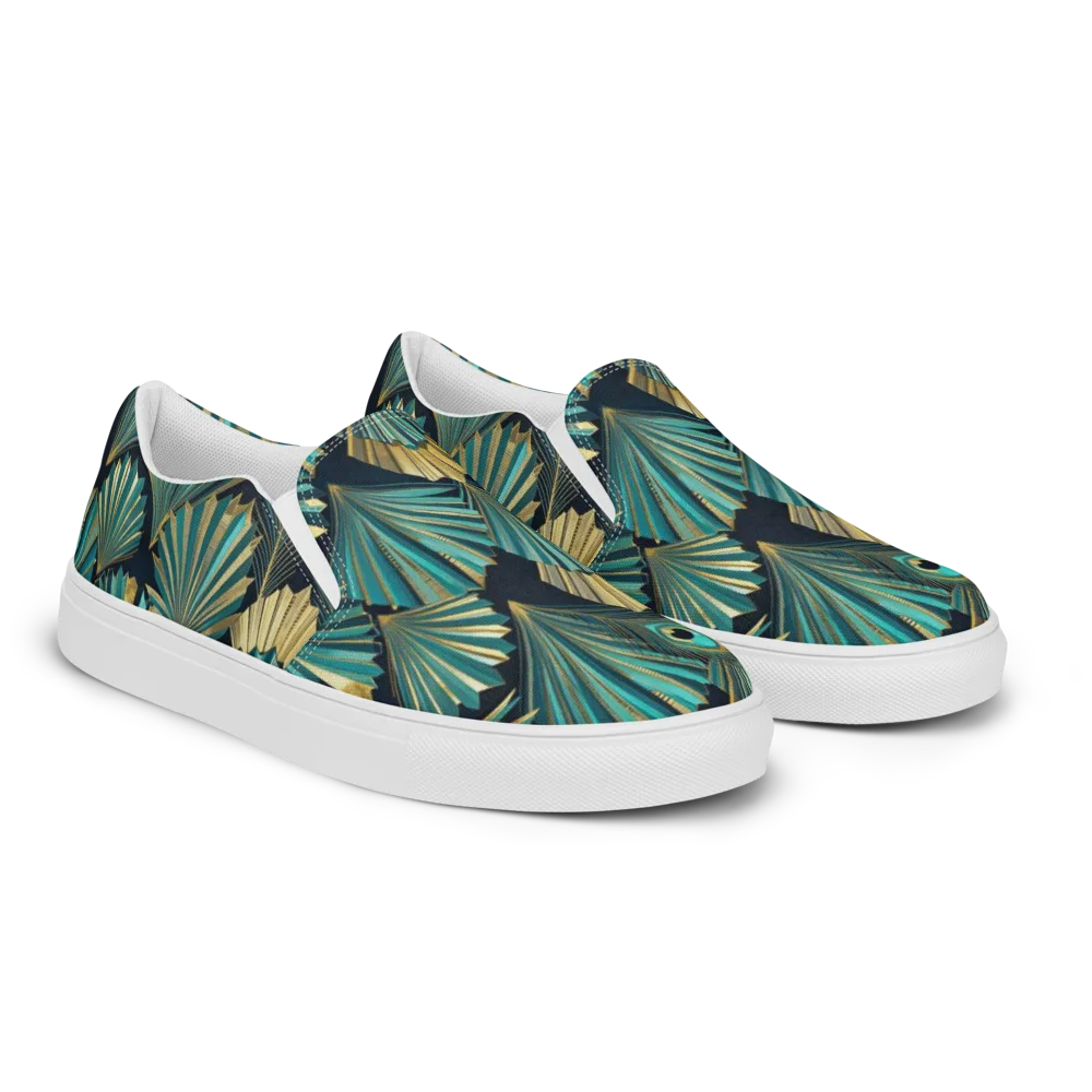 Art Deco Flight on Men's Slip-On Canvas Shoes — Right Front