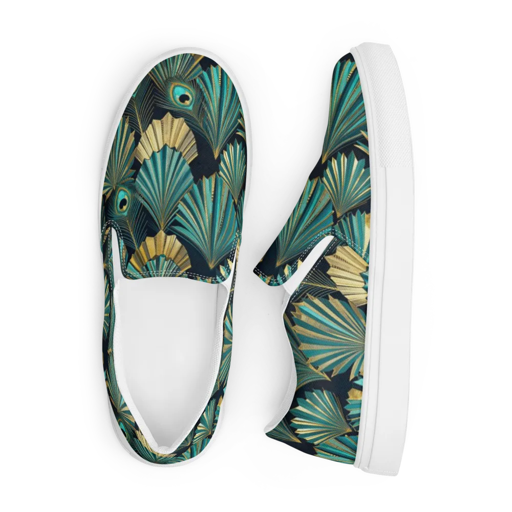 Art Deco Flight on Men's Slip-On Canvas Shoes — Front